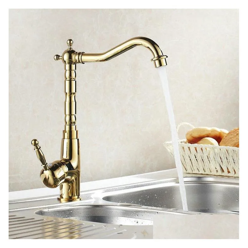 wholesale auswind antique brass gold faucet kitchen swivel faucets bathroom faucet sink basin mixer tap