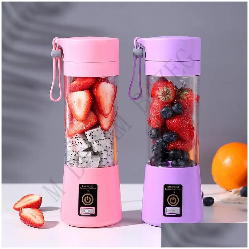 6 blades personal blender colorful portable mini blender usb juicer cup electric juicer bottle fruit vegetable tools squeezers reamers