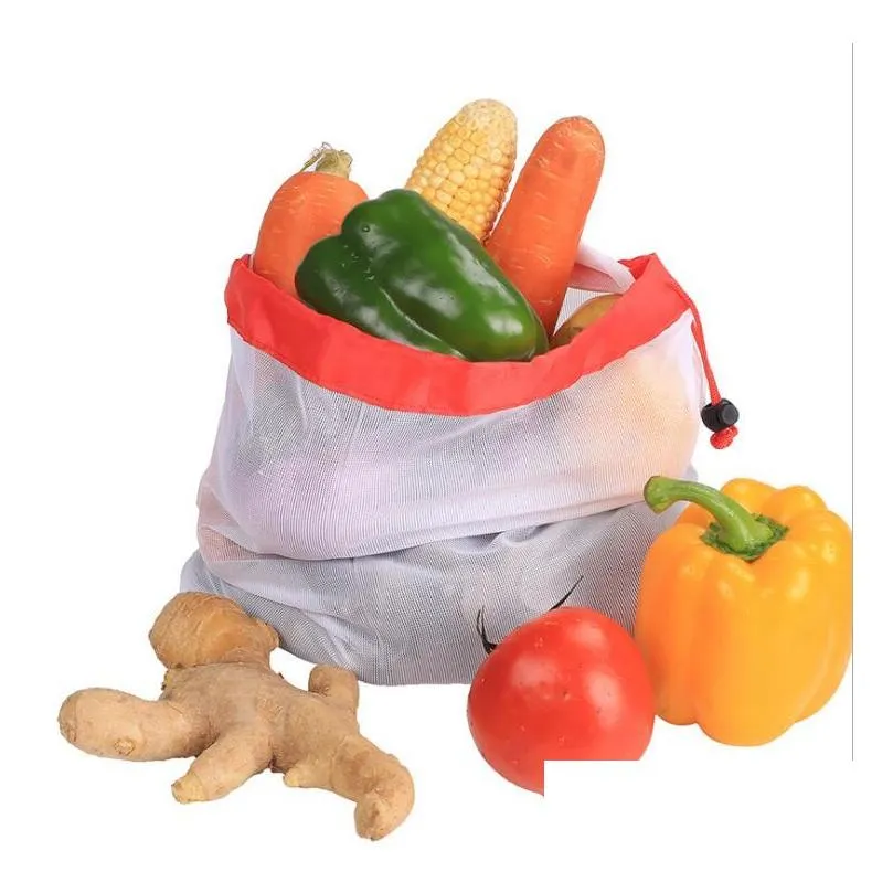 reusable shopping bags ecofriendly mesh vegetable fruit toys storage pouch hand totes home environmental storage bag