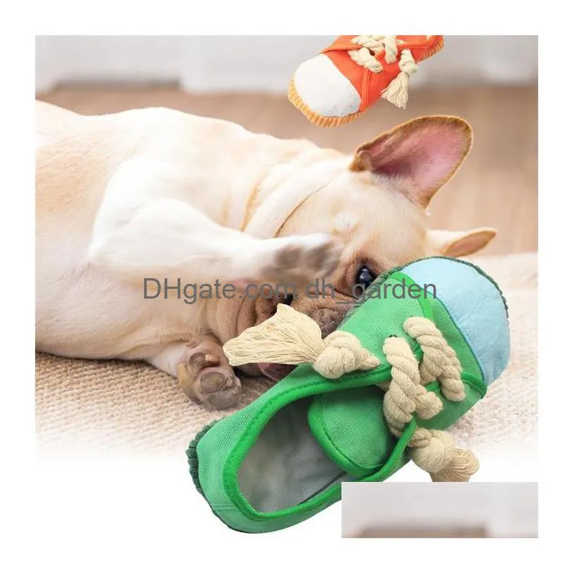 interactive clean teeth pet cat slipper shape canvas bite resistant traning playing funny soft dog squeaky toy plain gift