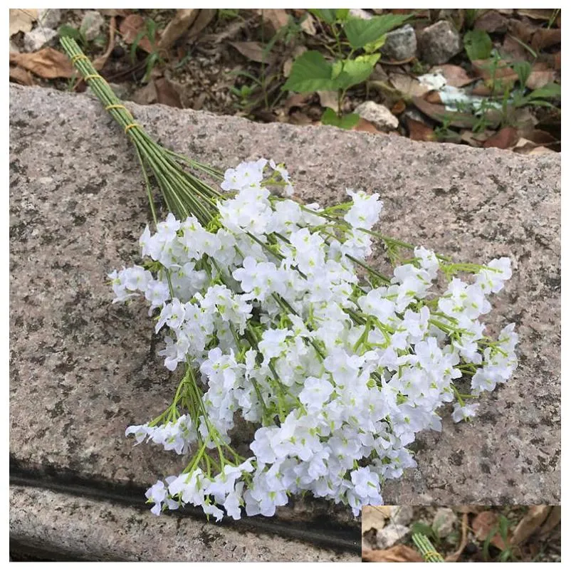 elegant artificial babysbreath flowers artificial white gypsophila fake silk flower plant home wedding party home decorationfp1032