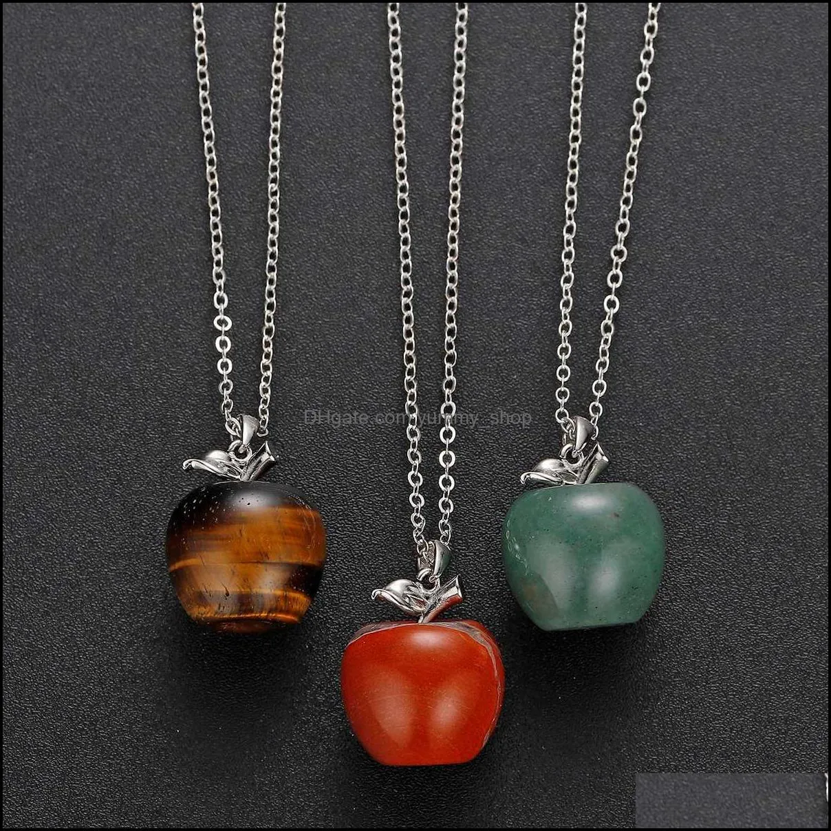 natural stone crystal  pendant necklace woman sweater chain christmas eve gift