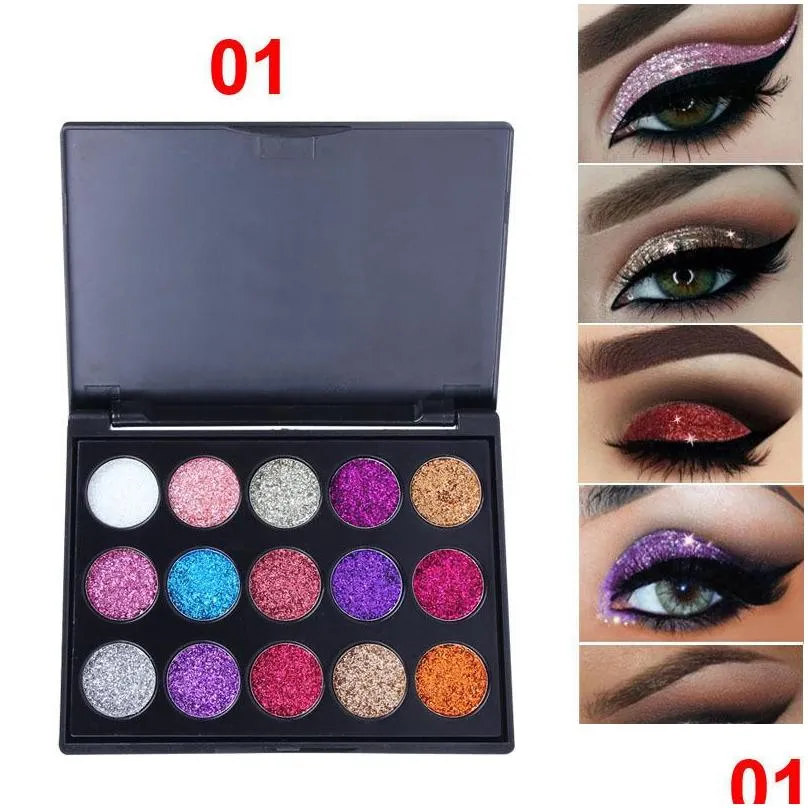 cmaaduglitter eyeshadow palette 15 color eye shadow diamond sequins luminous shimmer radiant brighten easy to wear makeup palettes