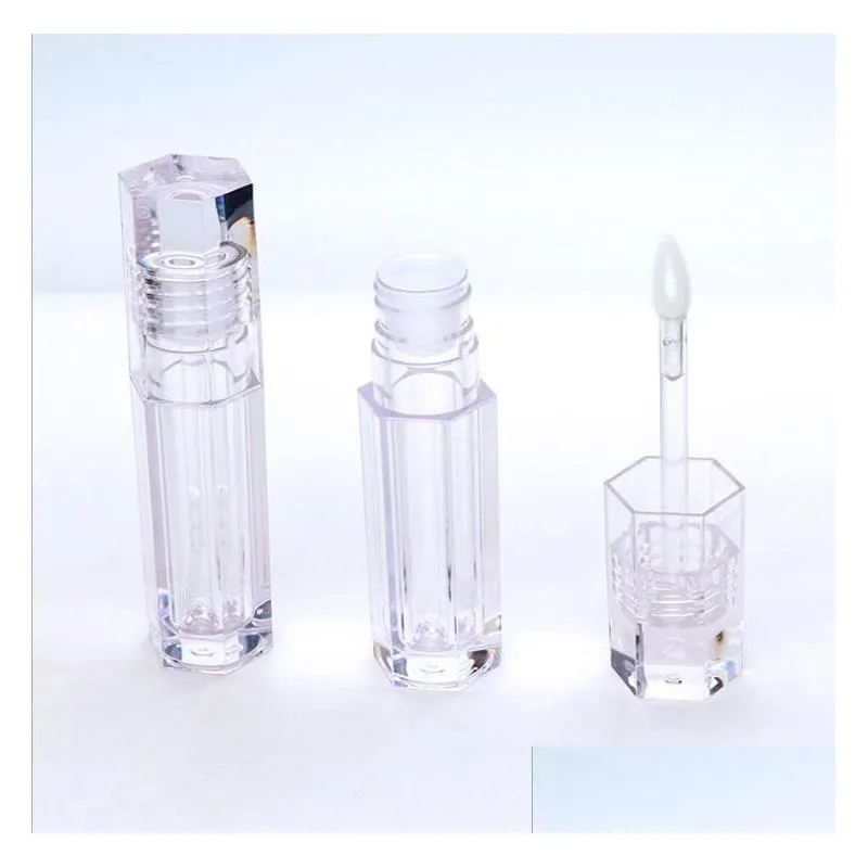 empty lip gloss tubes 5.5 ml square hexagon shape clear lip balm tubes container organize lipstick refillable bottles lip gloss tube