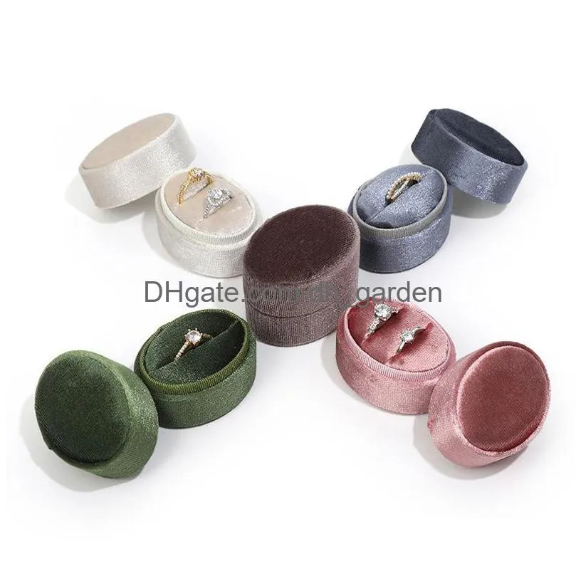 velvet jewelry storage box oval proposal ring box double rings earrings display collection boxes for women