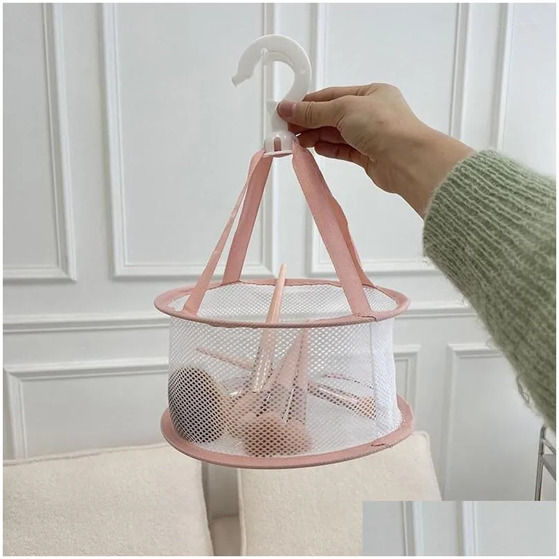 drying rack hanging basket beauty egg net bag hangable makeup brush storage organizer