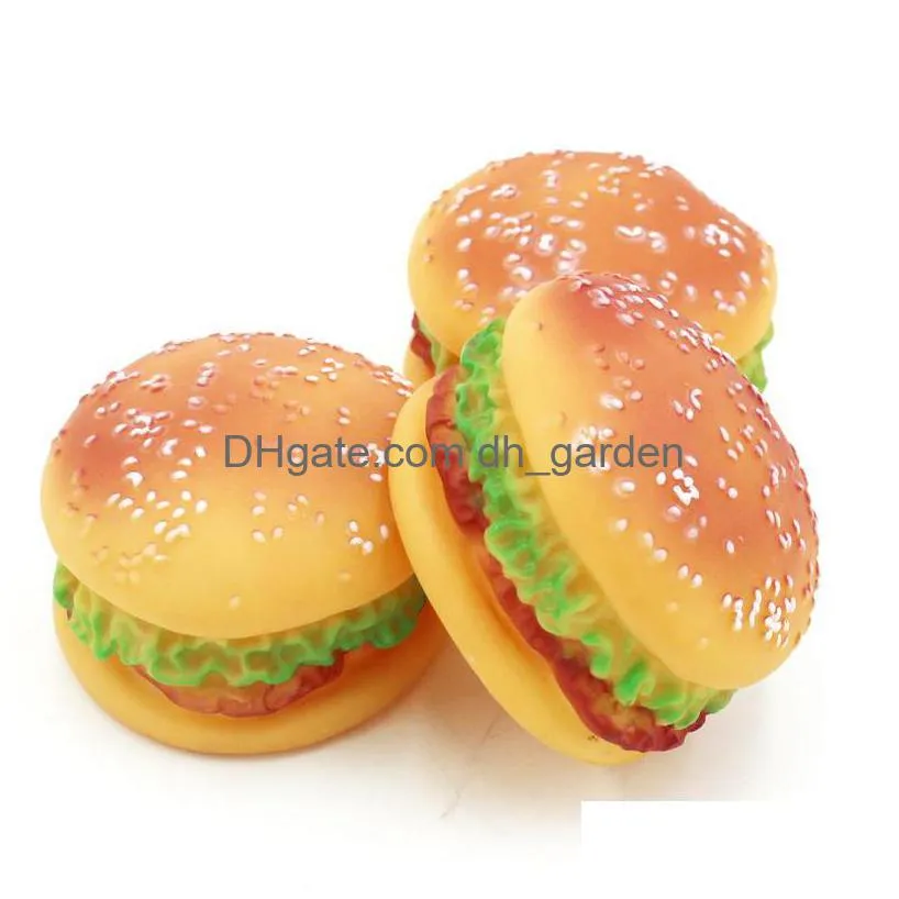 simulation hamburger shaped pet dog toys funny sound squeak chew toy for dogs cats training playing chewing toy