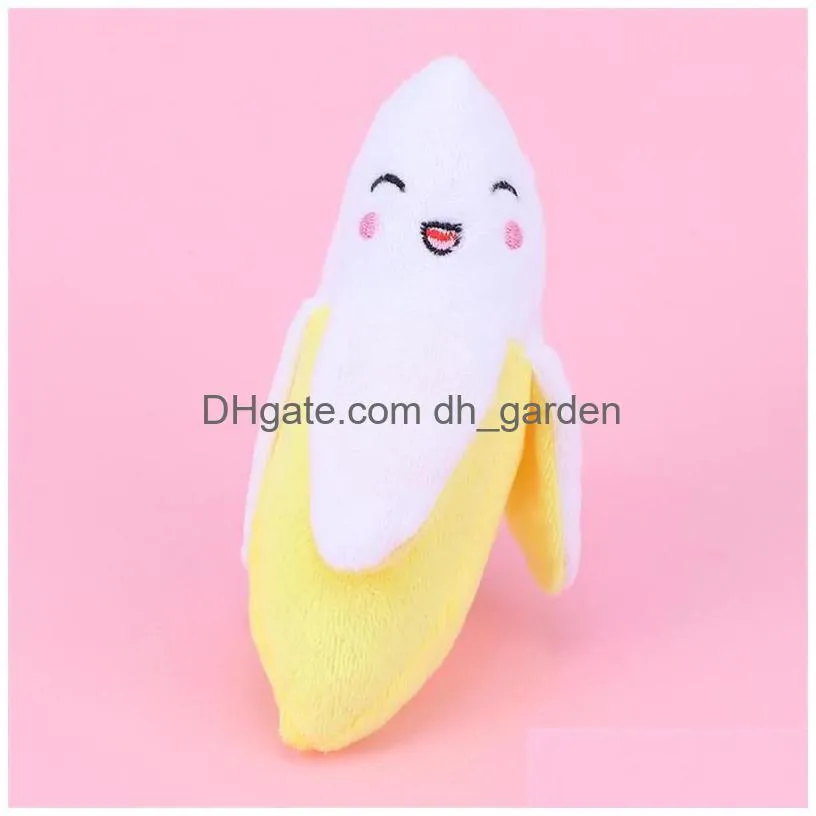 dog cat cute plush banana shape squeak sound toys fruit interactive cat dog toy creative toys pet supplies