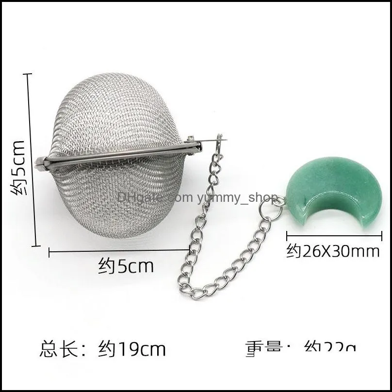 moon stainless steel infusers for loose tea mesh strainer with extended chain key rings hook charm energy drip trays crystal shaker