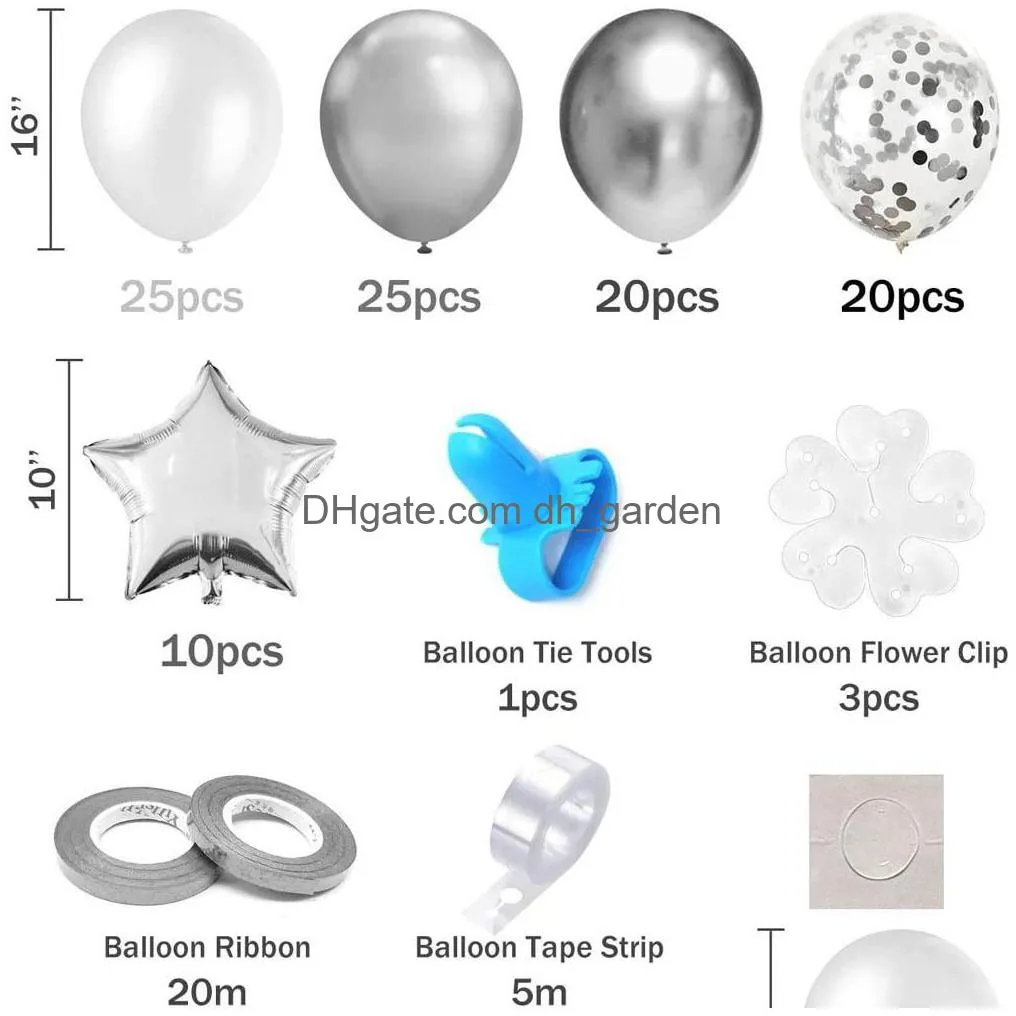 christmas party supplies metal silver chain classic series balloon set birthday decoration