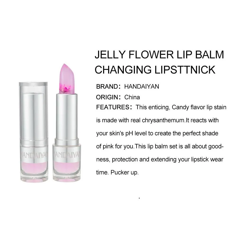 handaiyan moisturizer lip balm lips stick transparent jelly flower 8 different color nutritious makeup hydrating lipstick tube