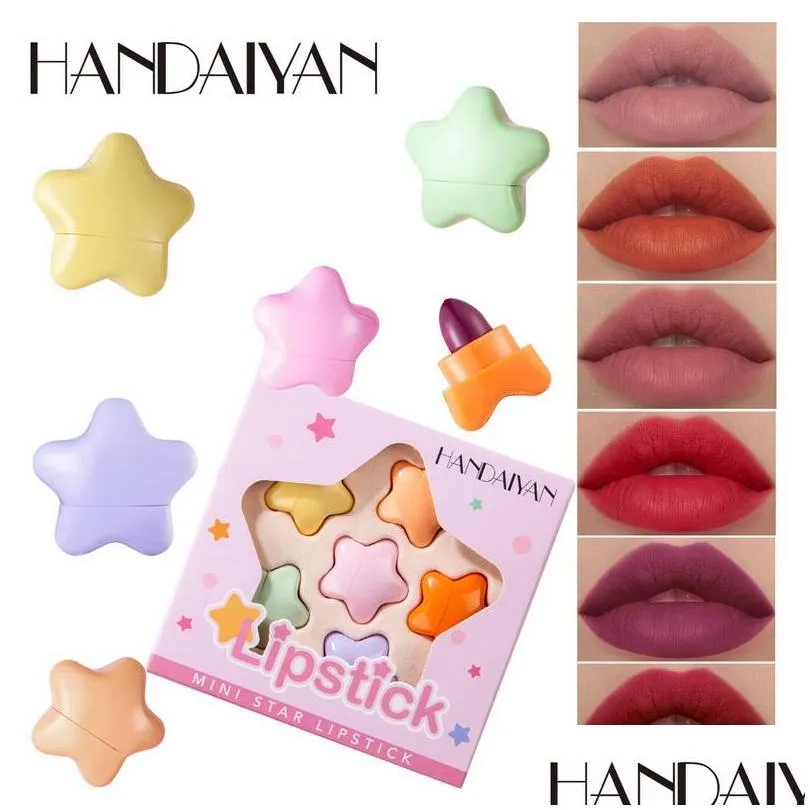 6 color star mini lipstick set for girls portable longlasting easy to wear women makeup handaiyan lipsticks kit