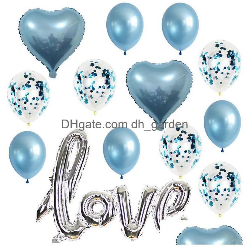 christmas party supplies large onepiece love aluminum membrane balloon valentines day wedding decoration sequins balloon set