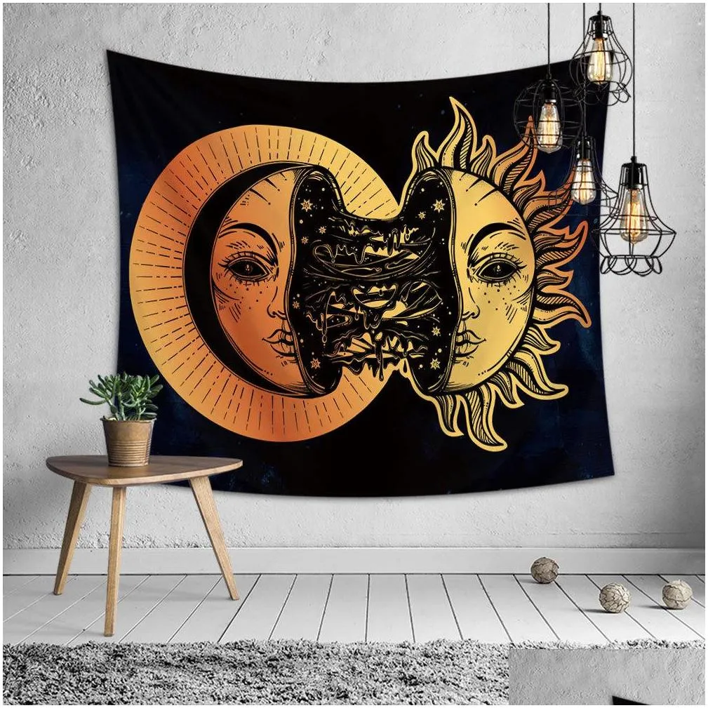 home decoration wall hanging tapestry sun moon face printing tablecloth bed sheet beach towel party supplies wedding p o backdrop