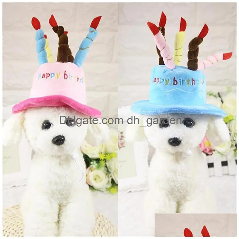 cute pets dog cats birthday caps adjustable corduroy colorful candles small medium dog hat puppy cats cosplay costume headwear