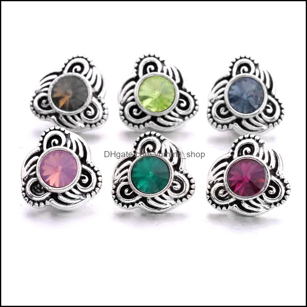 fashion mini rhinestone snap button jewelry components 12mm metal snaps buttons fit earrings bracelet bangle noosa tz002