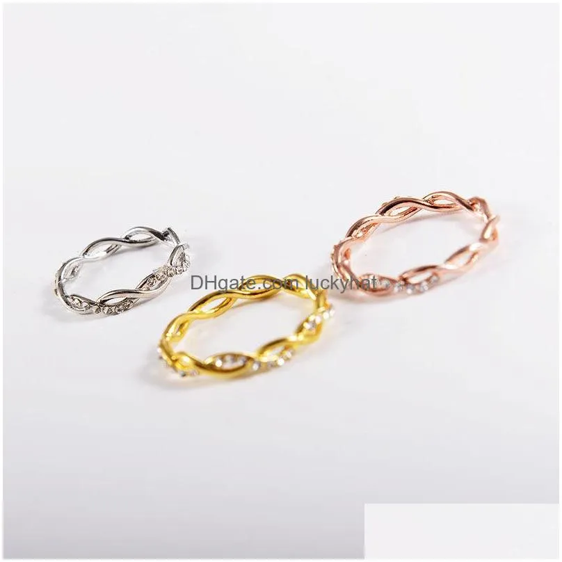 fashion jewelry womens simple twist ring copper diamond bridal ring