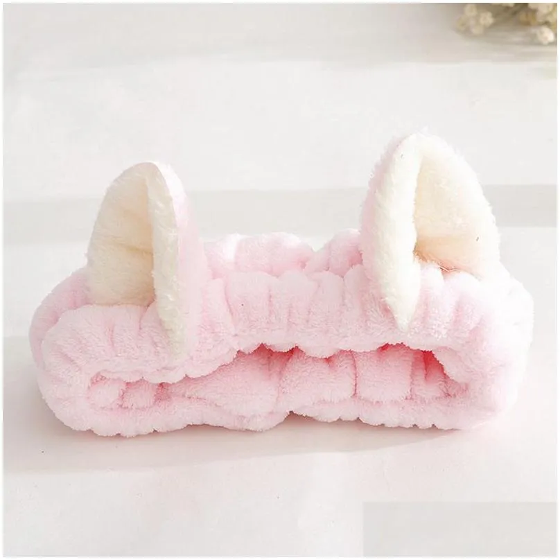 towel lovely elastic cat ears headband girls makeup face clean washing spa head ornaments for women towel