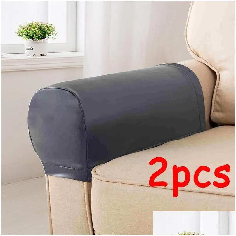 chair covers 2pcs pu leather sofa armrest elastic towel couch protector removable armchair decor