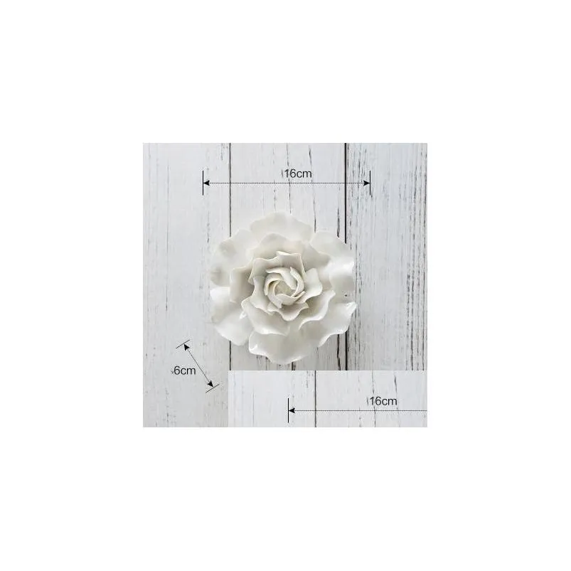 wall stickers modern 3d ceramic white flower sticker decoration livingroom tv background hanging crafts el mural accessories