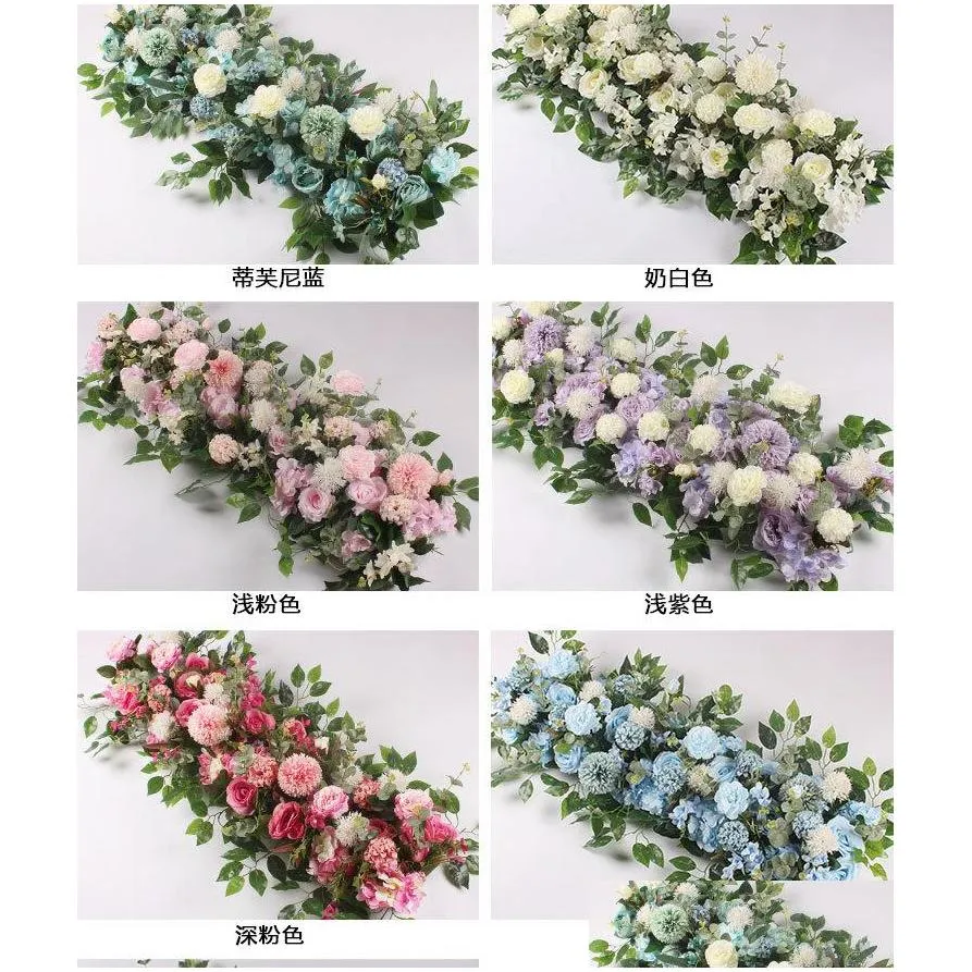 party decoration 50cm diy artificial flower row acanthosphere eucalyptus wedding home background decor flowers rose peony hydrangea plant