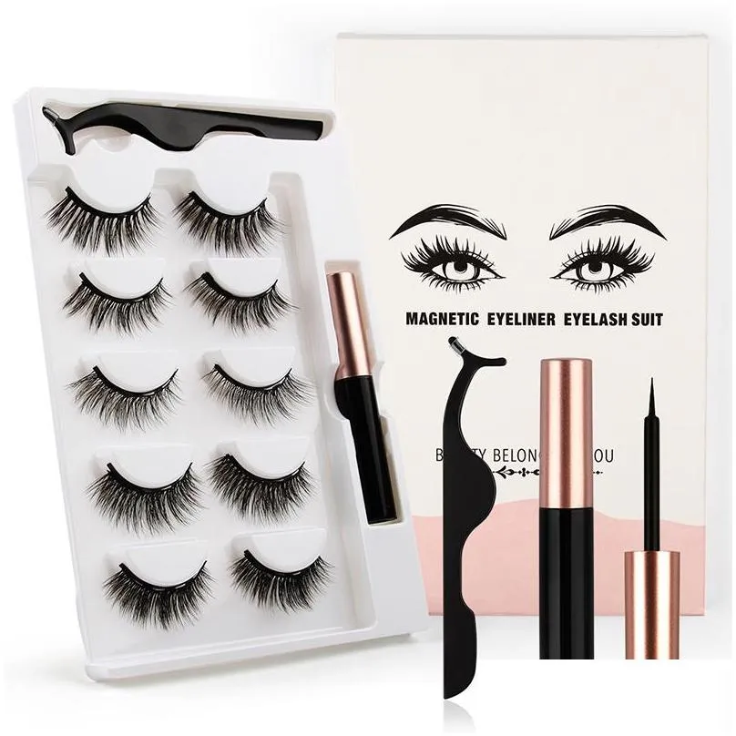 eyelash package box 3 5 10 pair magnet magnetic lash set wholesale eyelashes eyeliner tweezers combination beauty tools makeup faux