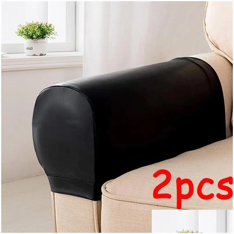 chair covers 2pcs pu leather sofa armrest elastic towel couch protector removable armchair decor