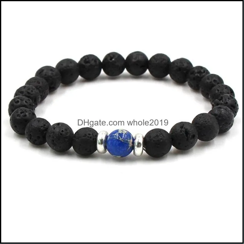 8mm natural lava stone beaded strands handmade charm bracelets for women men party club yoga sports jewelry