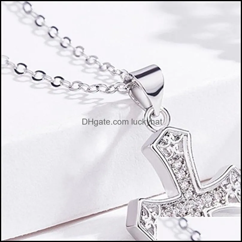 cross jesus necklaces gold sliver diamond inlay pendant necklace for men and women jewelry accessories fashion 7 6jh q2