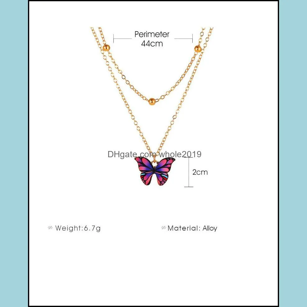 vintage multilayer pendant butterfly necklace for women butterflies charm choker necklaces boho fashion jewelry gift