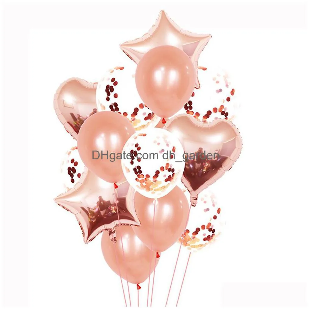 christmas party supplies 14pcs18 inch aluminum film pearl sequins rose gold balloon set baby party decoration holiday layout