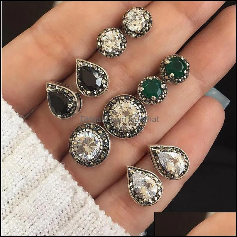 5 pcs set dainty crystal pearl hoop earring sets ball ear stud jewelry gift for women girls