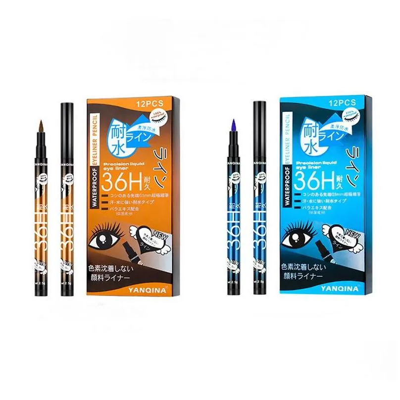 yanqina waterproof eyeliner colour pencils waterproof fine pencil head 36h longlasting natural non smudge eyes makeup