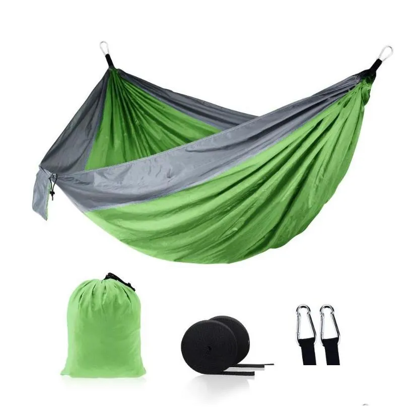 single double hammock adult outdoor backpacking travel survival hunting sleeping bed portable with 2 straps 2 carabiner