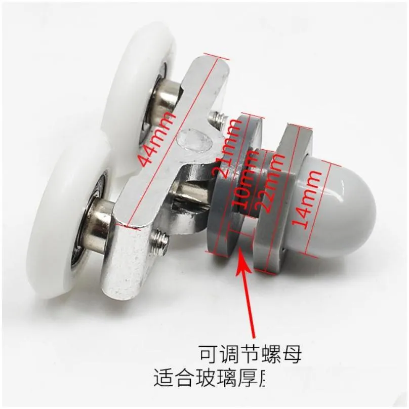 other door hardware 4pcs diameter 25mm double twin shower rollers runners pulley aluminum slide wheels for arc/straight glass