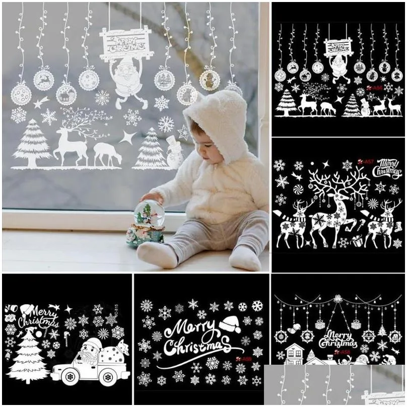 christmas decorations wall window stickers marry decoration for home 2021 ornaments xmas navidad gift year 2022