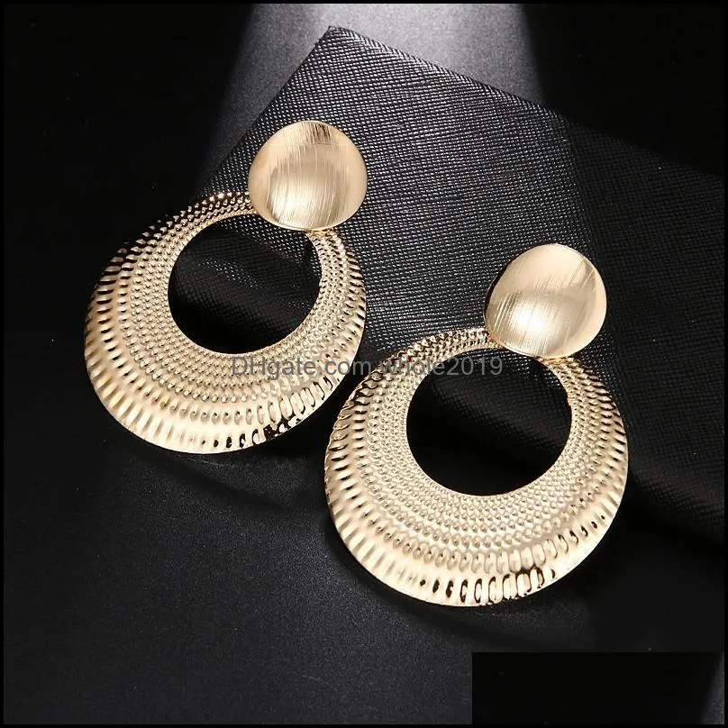 punk gold alloy big circle hoop earrings for women large bohemian hollow round dangle earrings weddings party jewelry gift