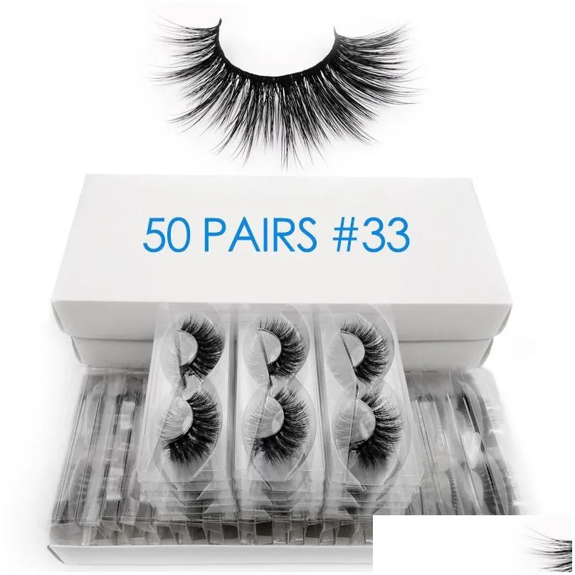 50 pairs wholesale mink eyelashes bulk fluffy 3d lashes 100 cruelty natural long false eyelash extension makeup cilios