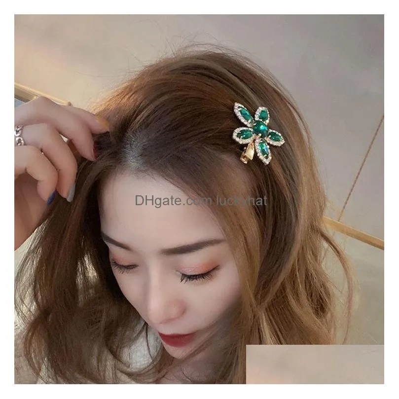 fashion jewelry colorful crystal rhinstone barrette hair clip bb barrette womens girls flower hairpin barrettes