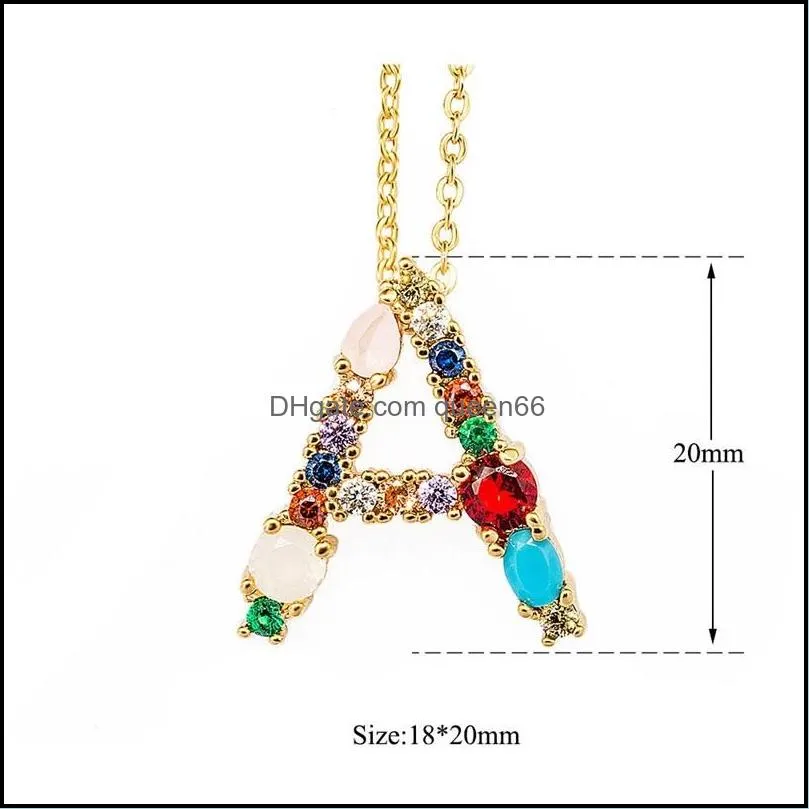fashion 26 letter initial multicolor cz necklace gold color personalized letter necklace jewelry women accessories girlfriend gifts 105