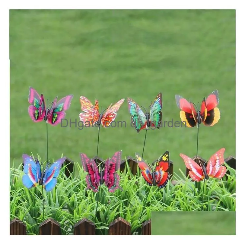 garden decorations 7cm doublelayer simulation butterfly gardening flower arrangement forest decoration butterflys crafts zc195