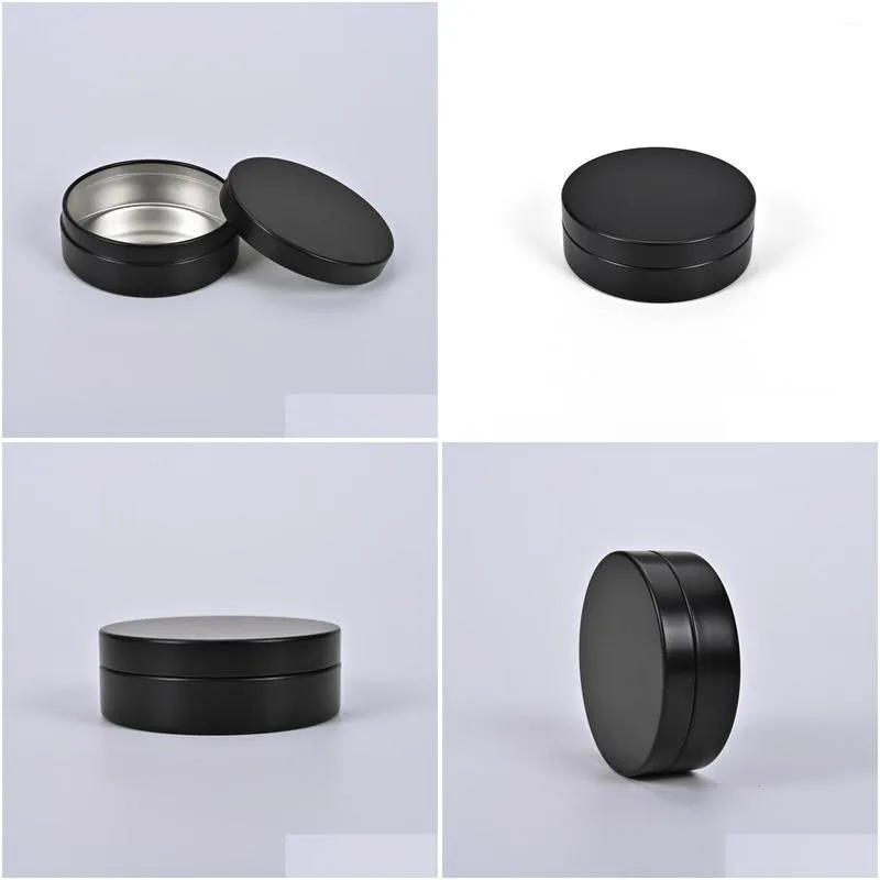 storage bottles jars 80 x 100ml empty round matte black aluminum lip tins for cosmetic packaging metal packing jar 80x28mm