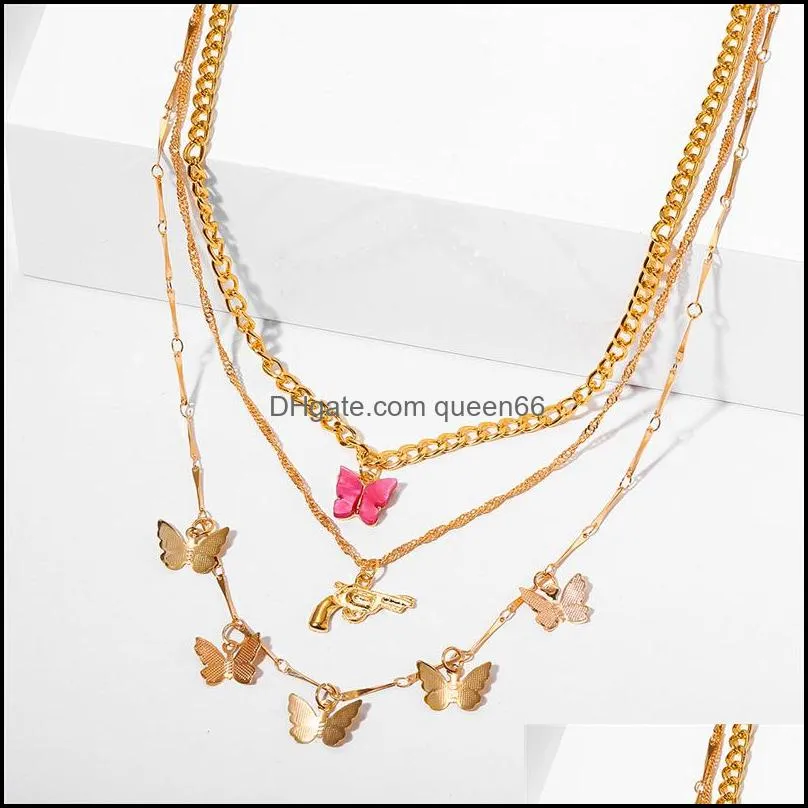trendy multilayered butterfly pendan necklace for women gold chain necklace choker necklaces gifts jewelry 640 t2
