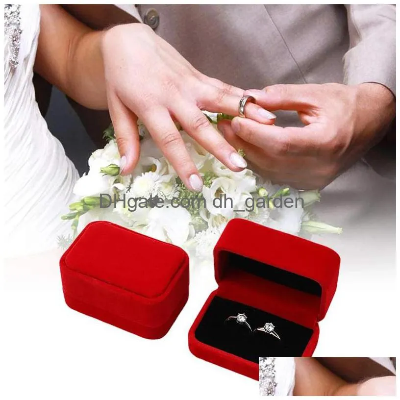 double ring box earrings jewelry packaging case storage gift jewelry boxes display organizer for engagement wedding christmas