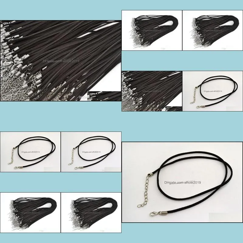  shipping wholesale 100pcs/lot black korean soft velvet cord silver tone lobster clasp fit diy necklaces 21 ac39
