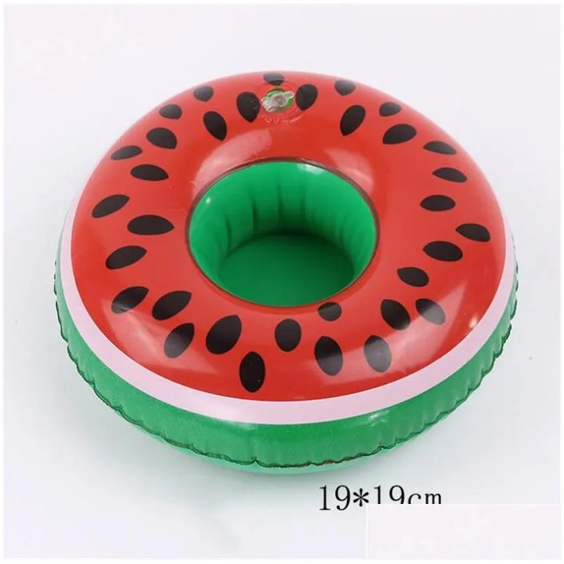 inflatable drink cup holder colorful cup mat donut flamingo watermelon lemon shaped pvc swimming pool floating mat floating pool toys