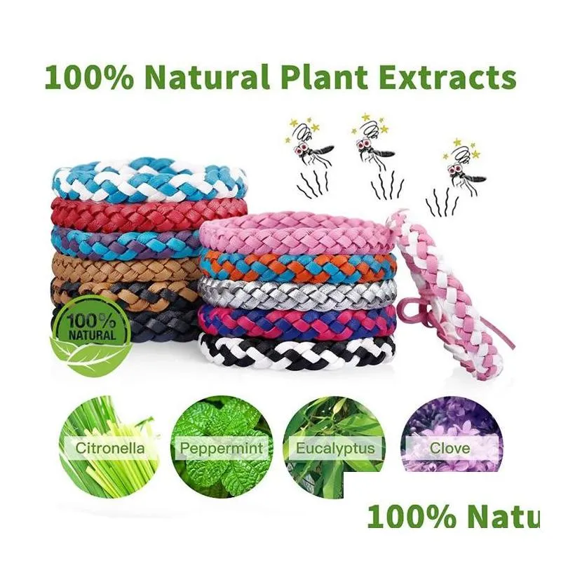 pest control anti mosquito repellent bracelet stretchable leather woven hand wristband for adult children bug insect protection wrist