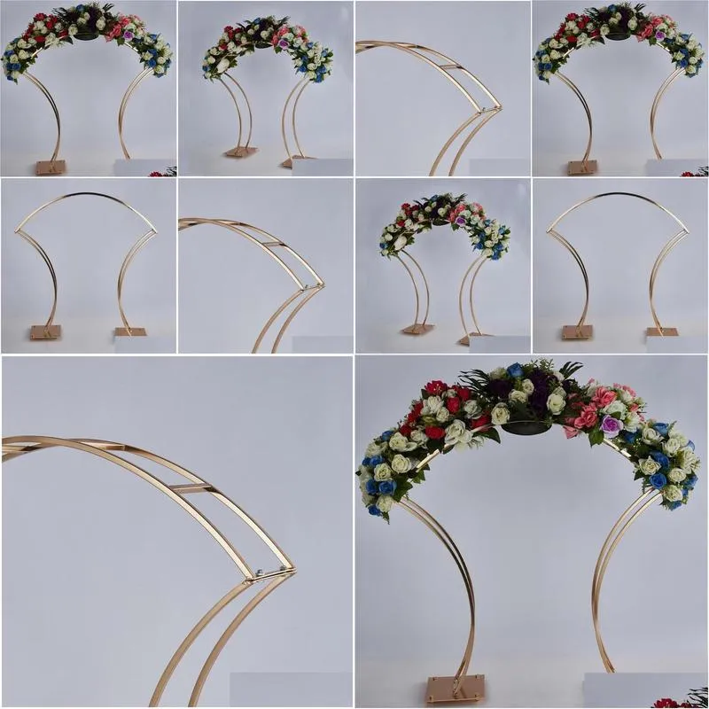 party decoration 2pcs wedding arch gold backdrop stand metal frame for 38 inch tall flower large centerpiece table decor