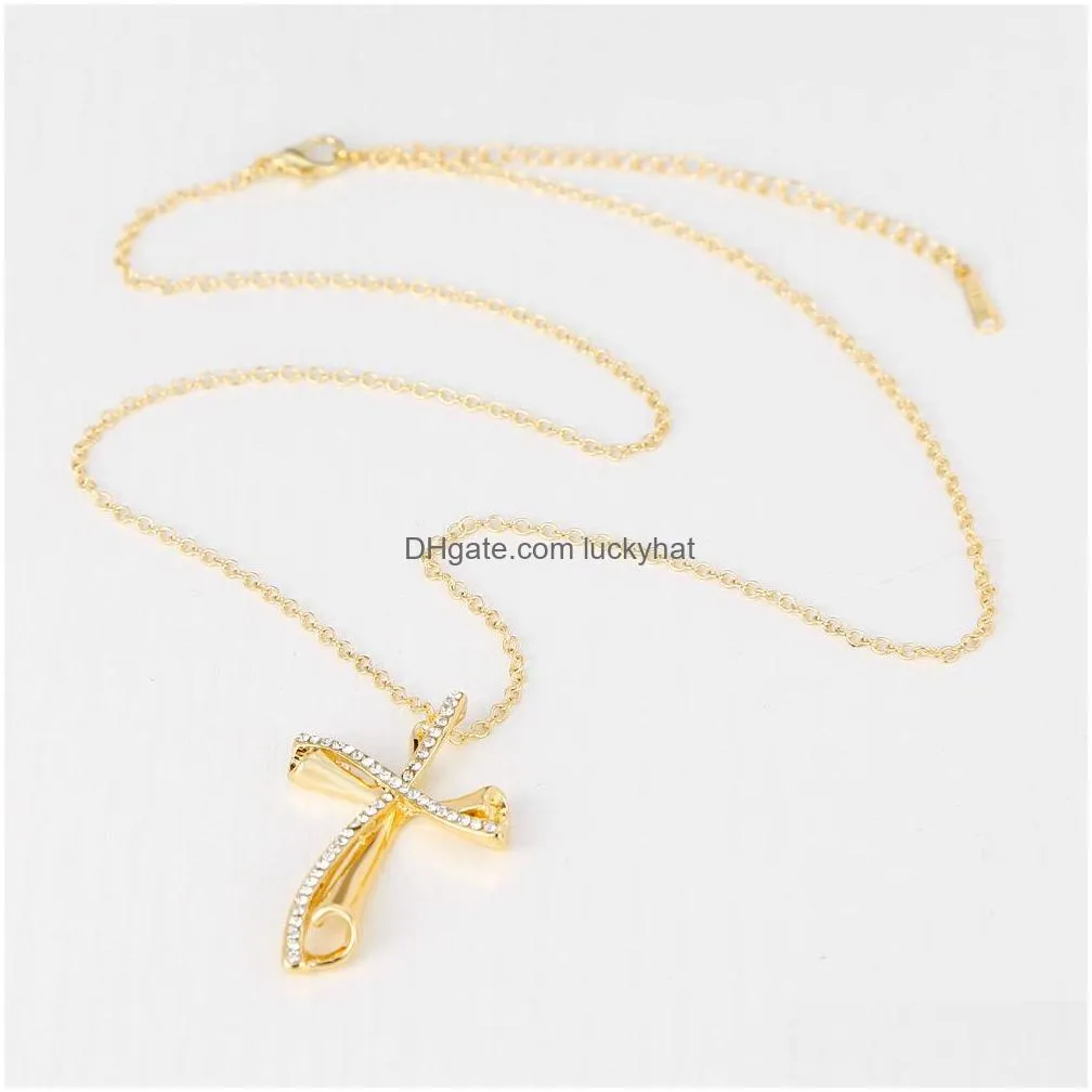 fashion jewelry cross necklace rhinstone cross pendant necklace