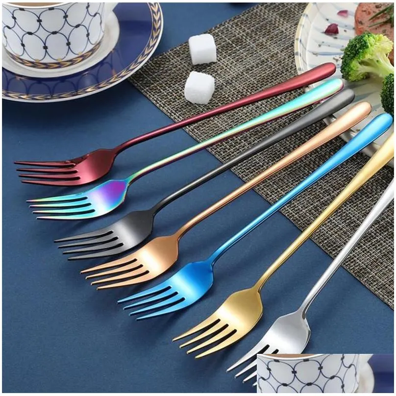 korean flatware sets stainless steel long handle knife fork spoon chopsticks set colorful flatware for wedding kitchen accessories